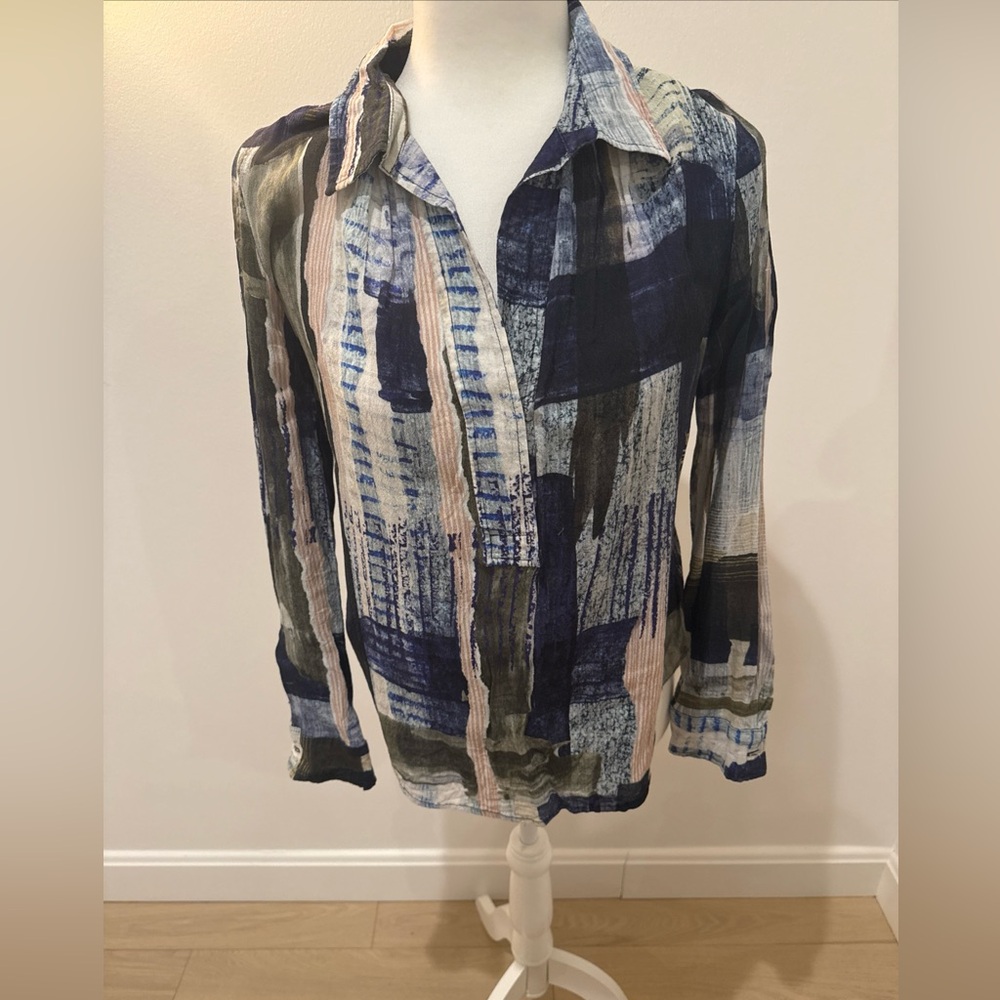Fifteen Twenty, printed open placket shirt, size S